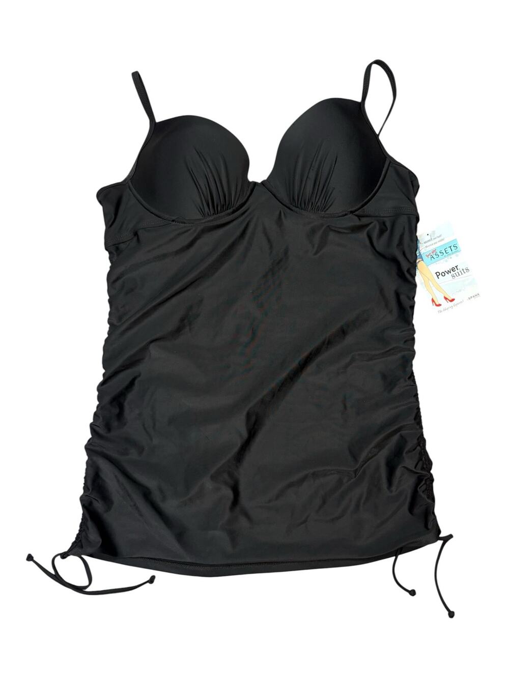 NWT SPANX Assets Power Suits Tankini Push-up Top Women's XL Black Minimizer